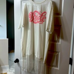 Bride Oversized Tassel Shirt Dress